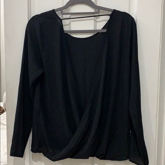 ASOS Black Backless Long Sleeve Chiffon Blouse - Picture 4 of 4